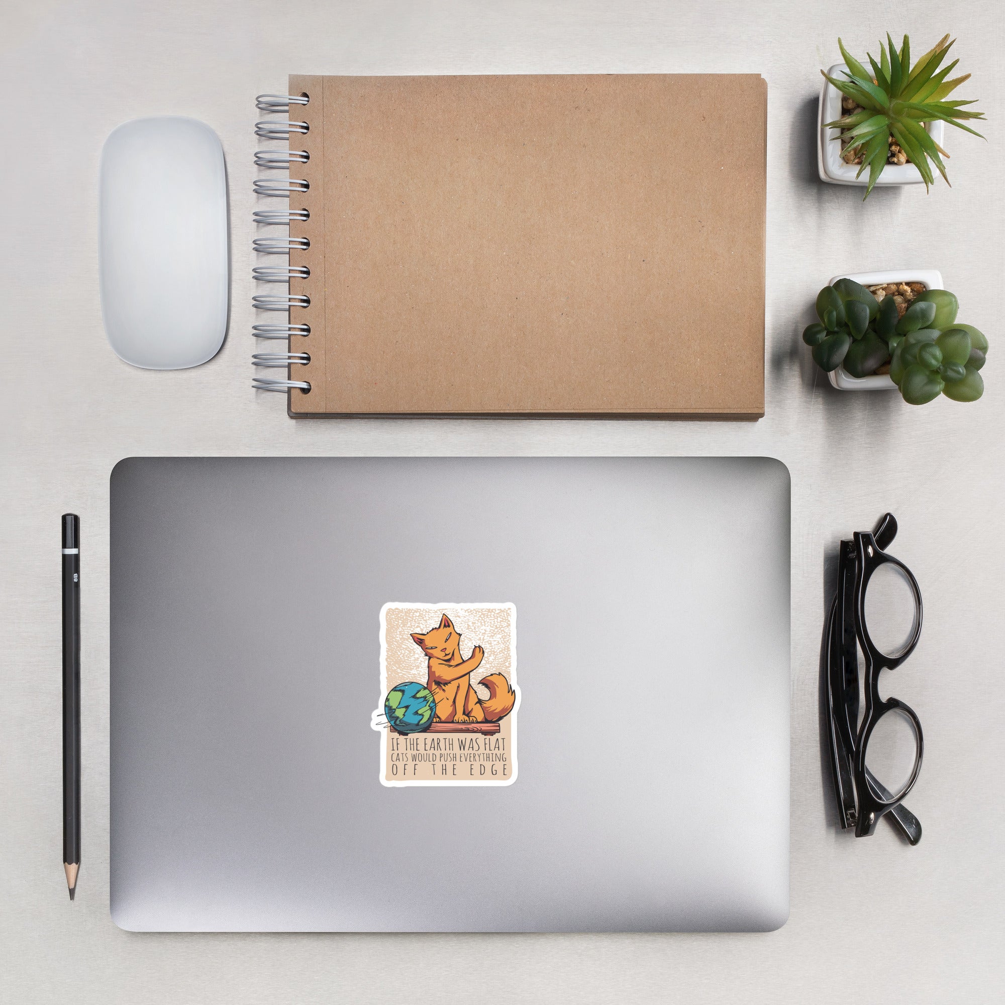 Bubble-free stickers | If the earth was flat, cats would push everything off the edge