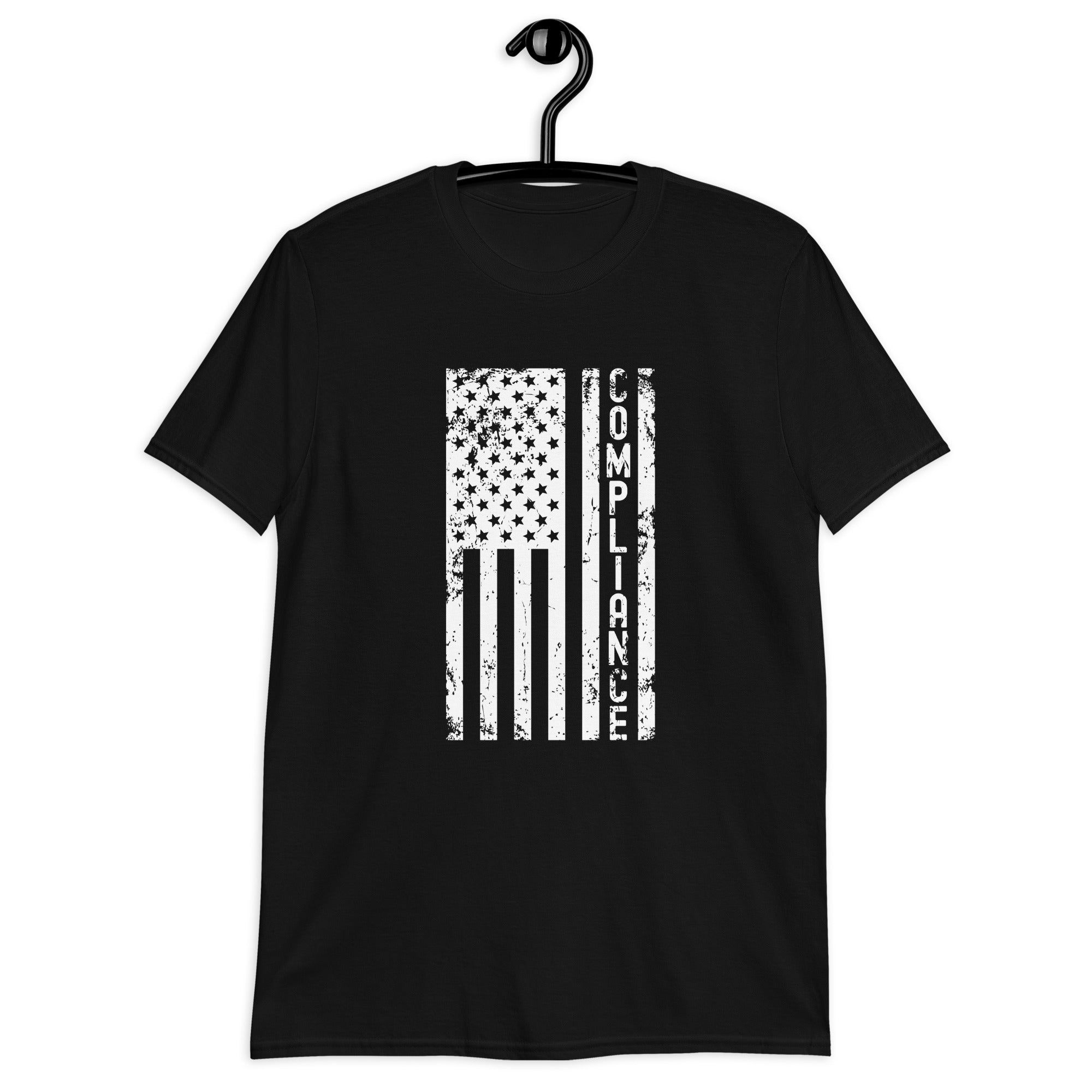 Short-Sleeve Unisex T-Shirt | Compliance (deisgn on American flag)