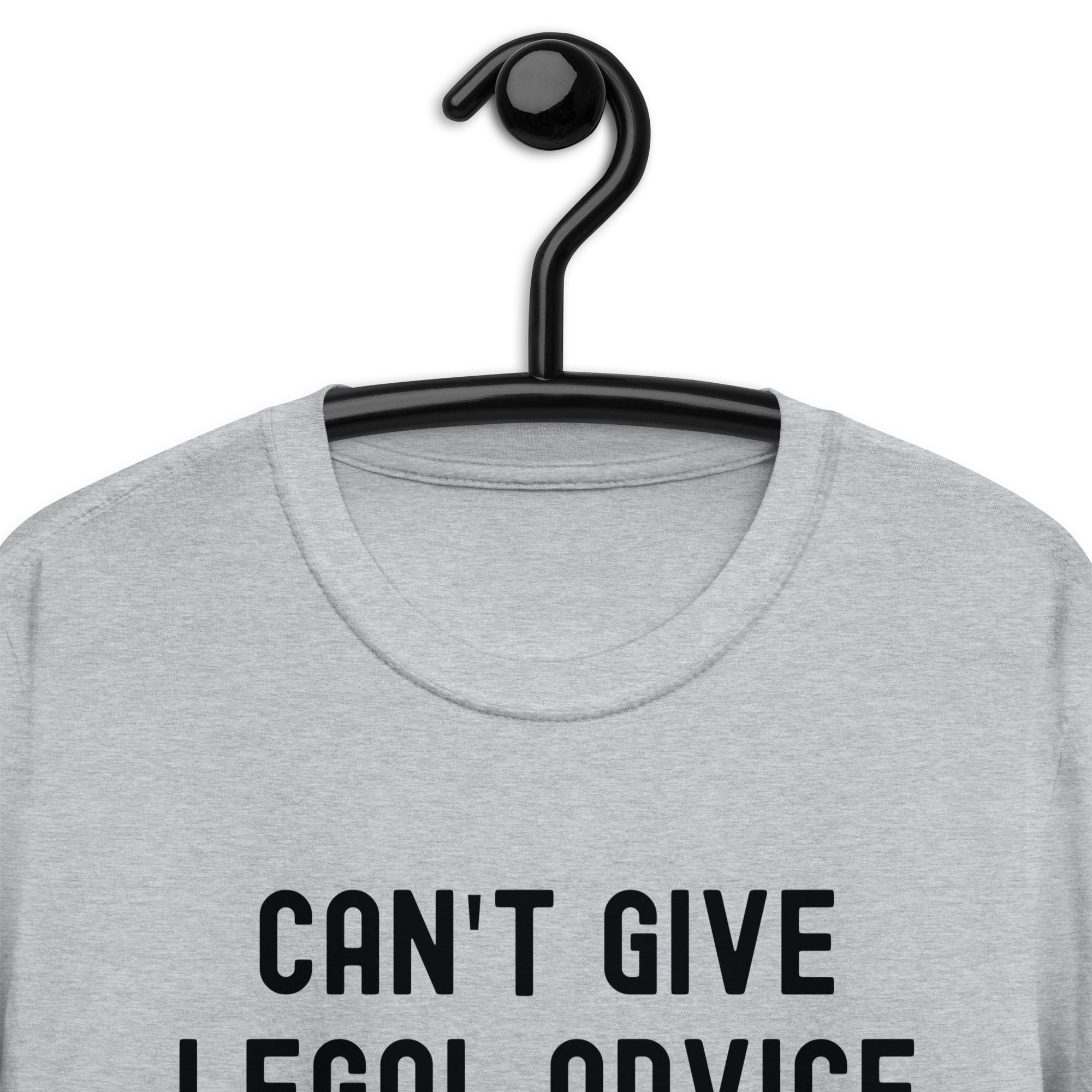 Short-Sleeve Unisex T-Shirt | Can’t give legal advice without coffee