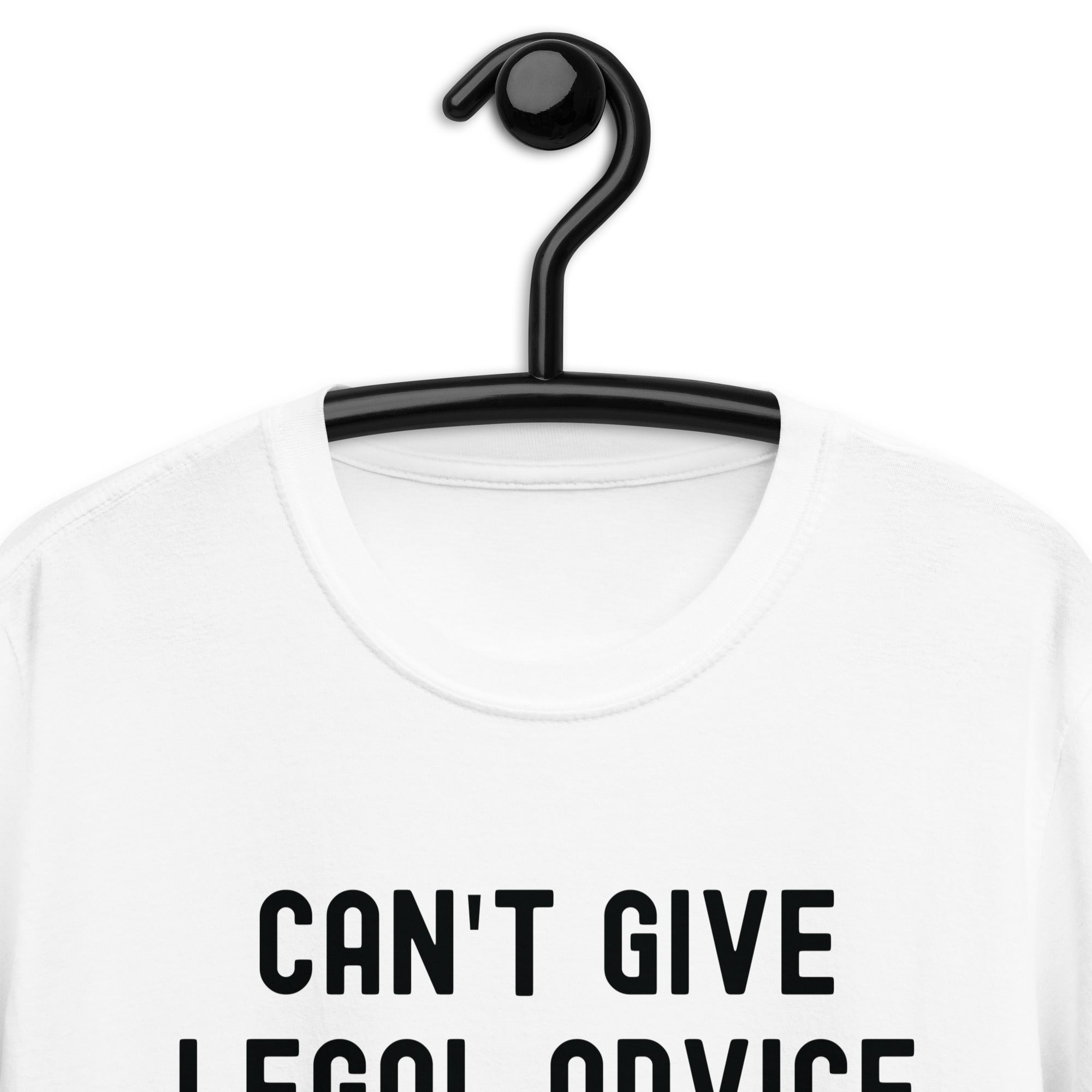 Short-Sleeve Unisex T-Shirt | Can’t give legal advice without coffee