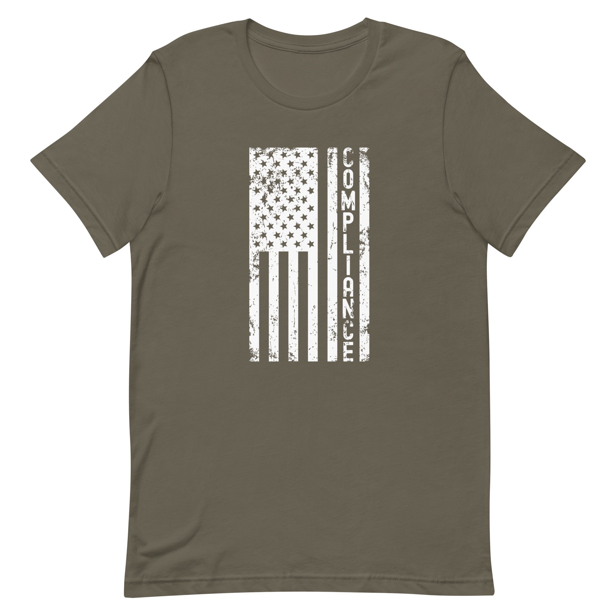 Unisex t-shirt | Compliance (deisgn on American flag)