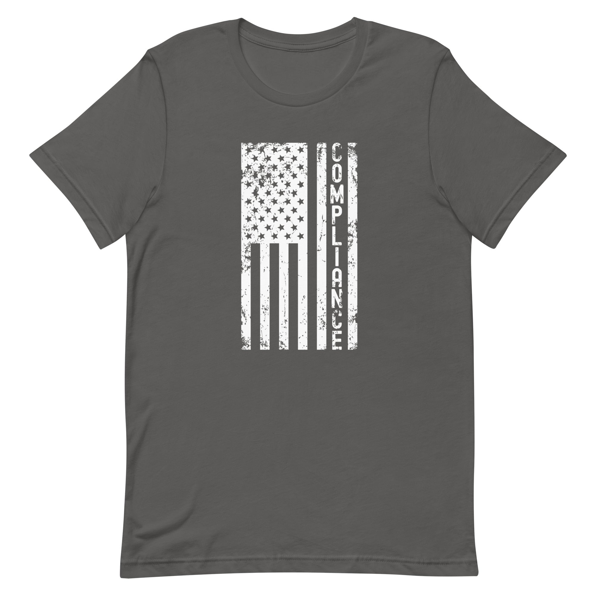 Unisex t-shirt | Compliance (deisgn on American flag)