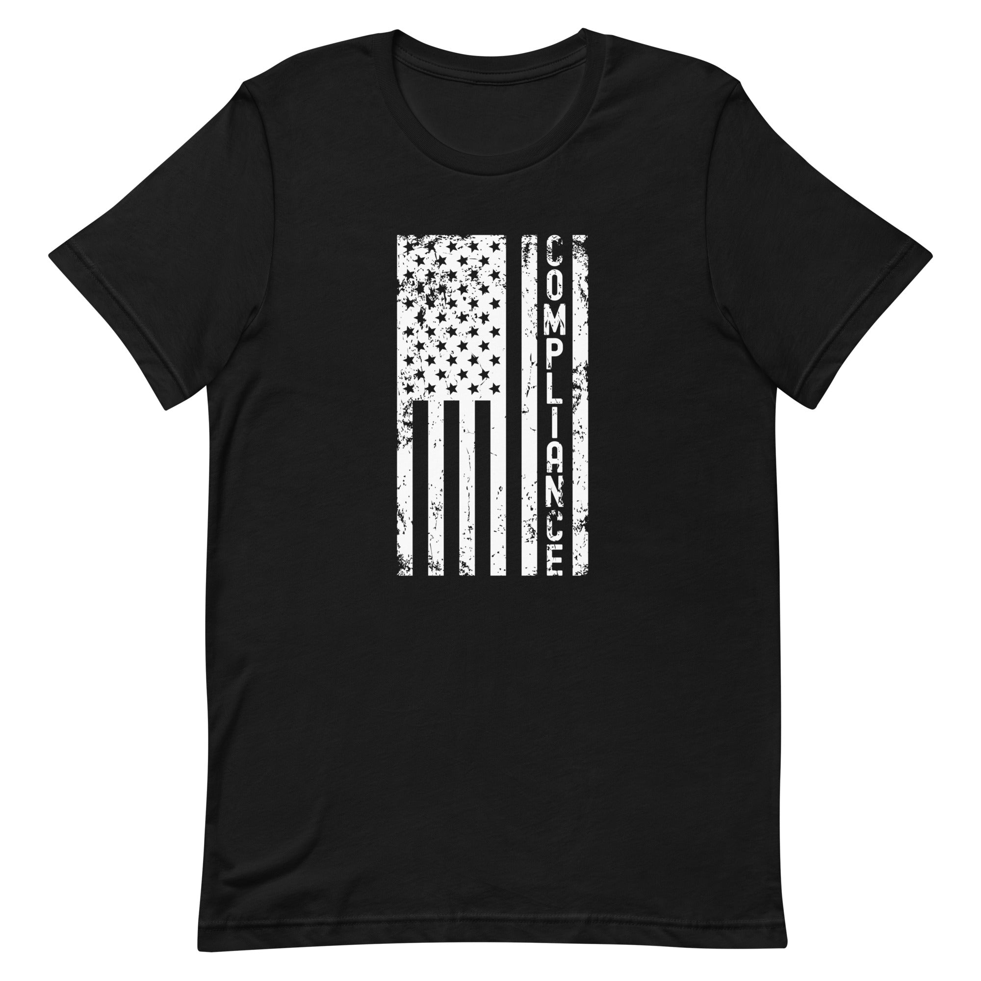 Unisex t-shirt | Compliance (deisgn on American flag)