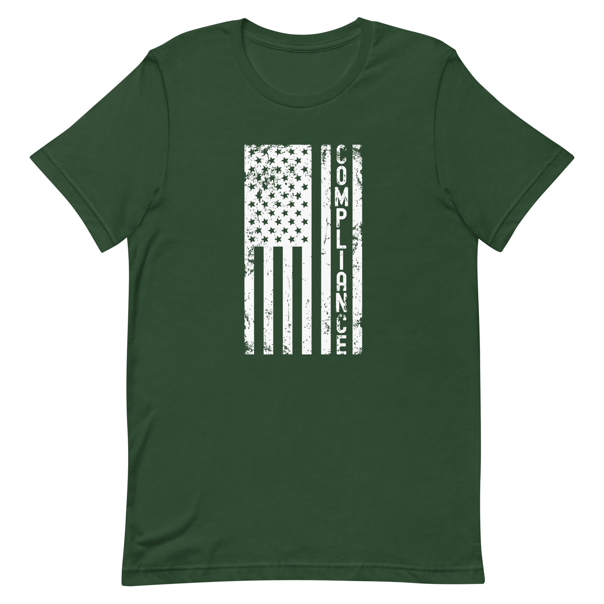 Unisex t-shirt | Compliance (deisgn on American flag)