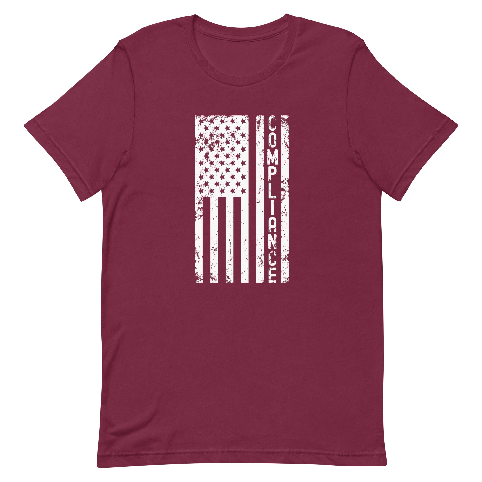 Unisex t-shirt | Compliance (deisgn on American flag)