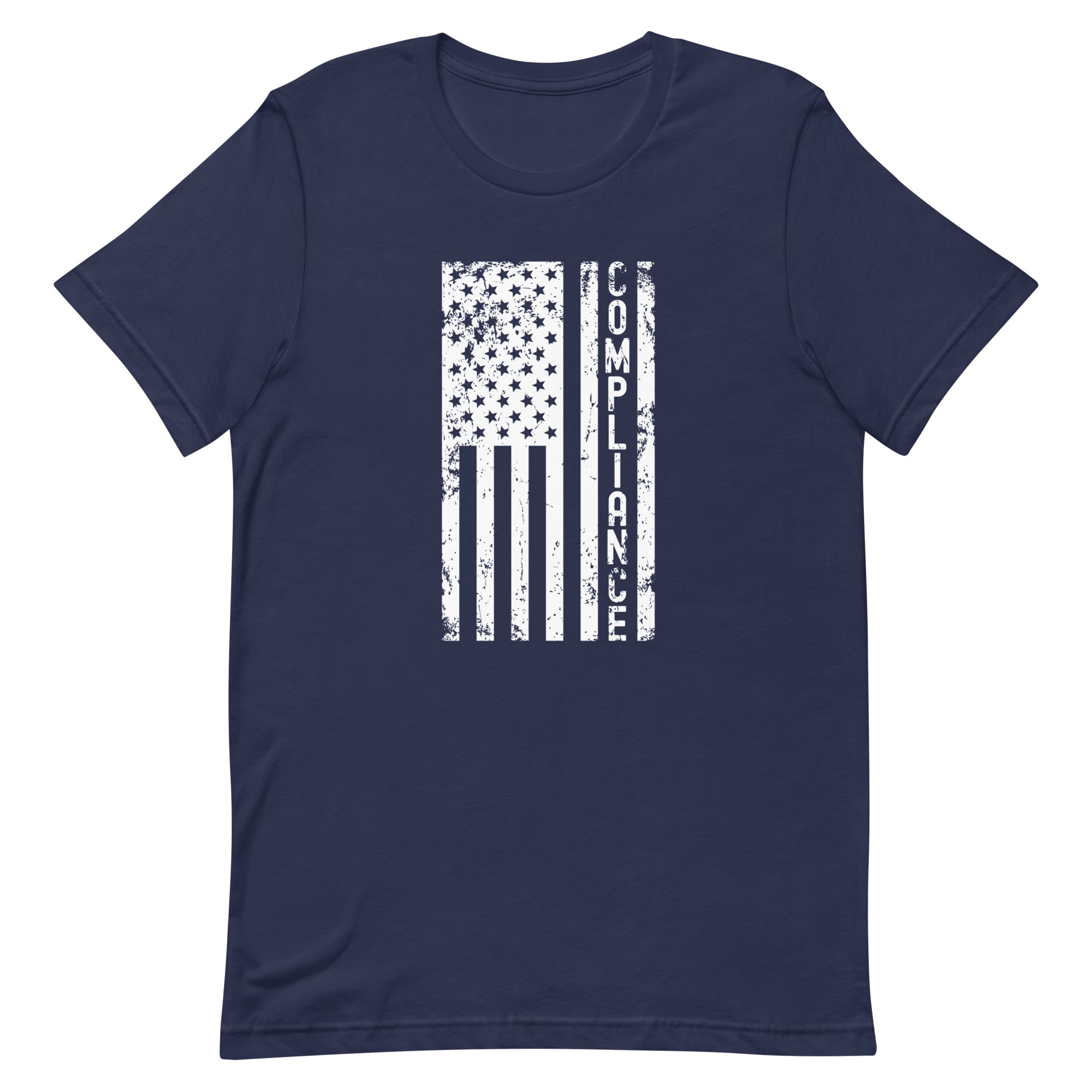 Unisex t-shirt | Compliance (deisgn on American flag)