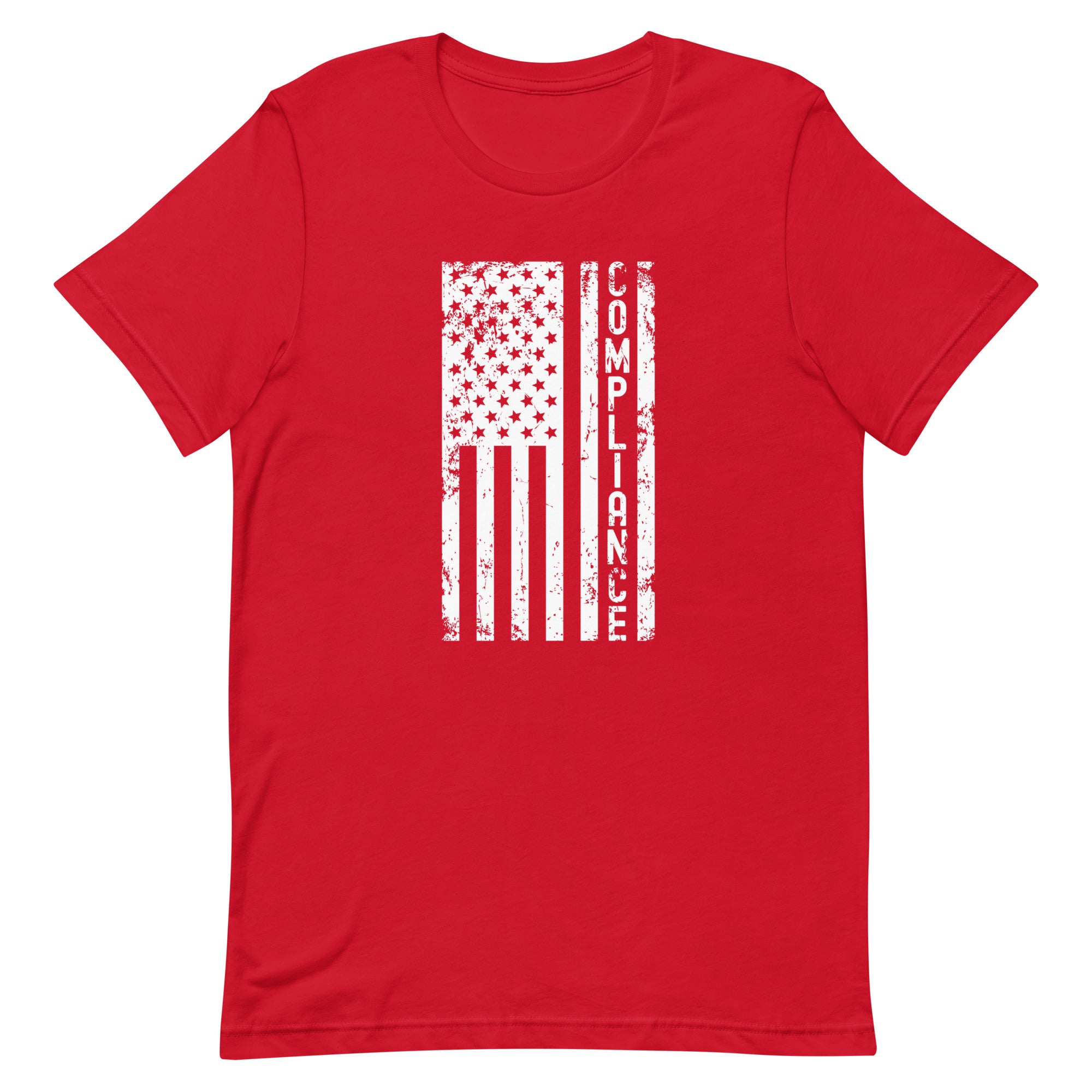 Unisex t-shirt | Compliance (deisgn on American flag)