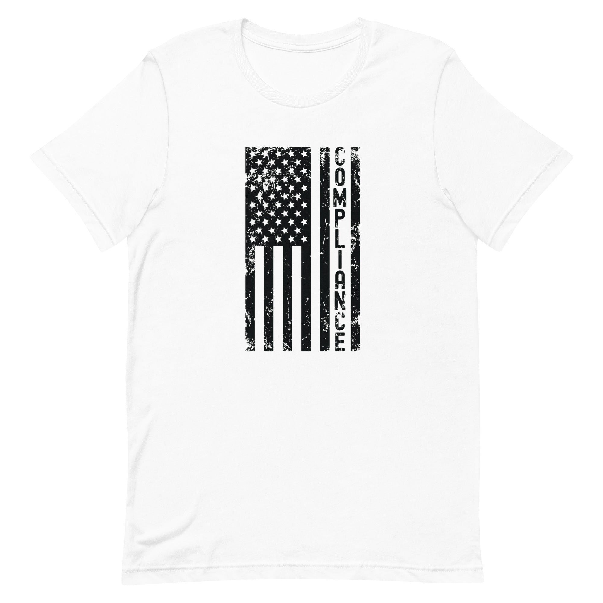 Unisex t-shirt | Compliance (deisgn on American flag)
