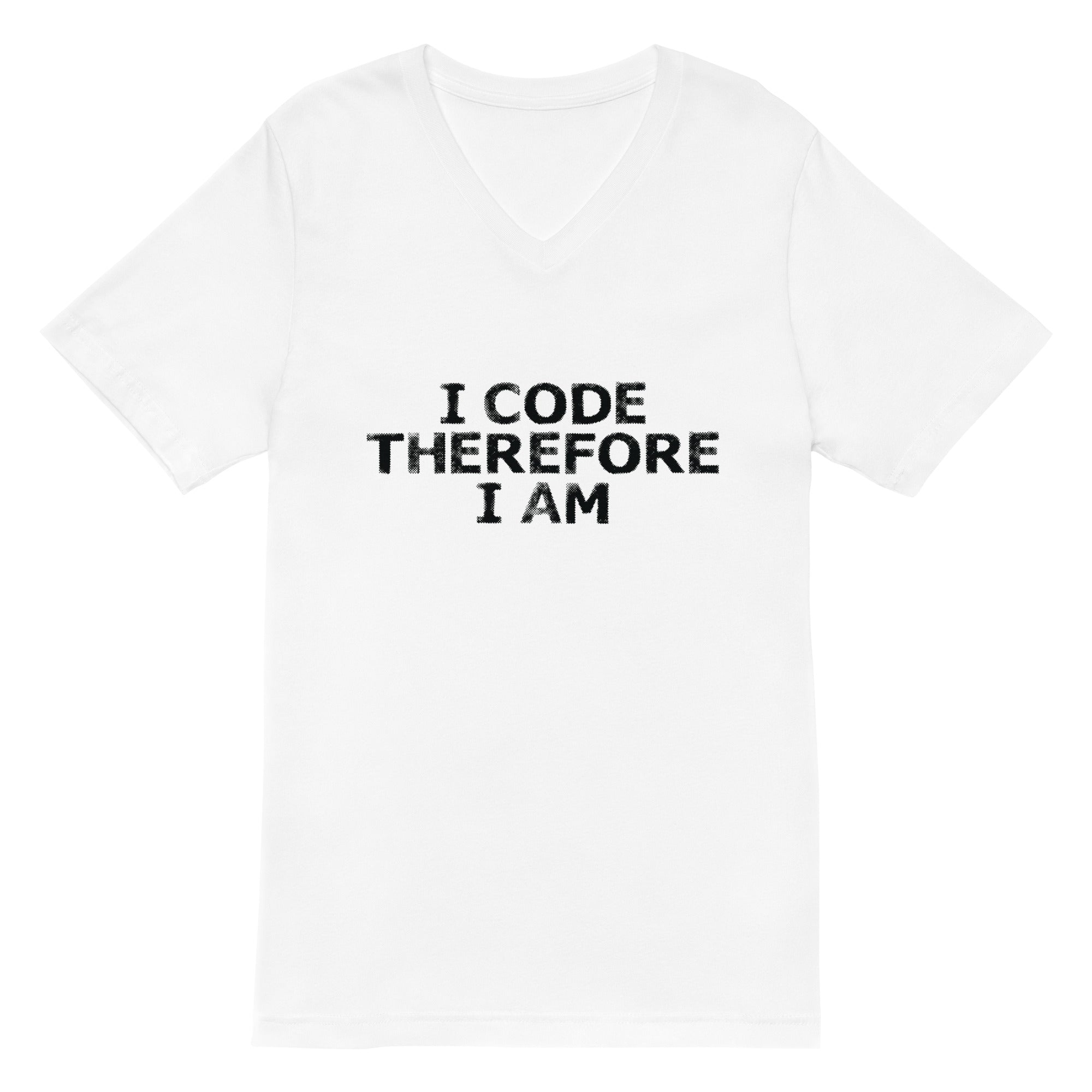 Unisex Short Sleeve V-Neck T-Shirt | I Code Therefore I Am