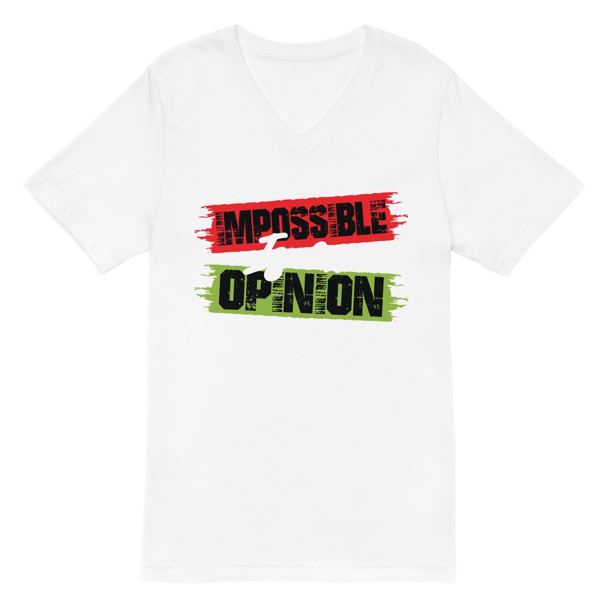 Unisex Short Sleeve V-Neck T-Shirt | Impossible is an opinion