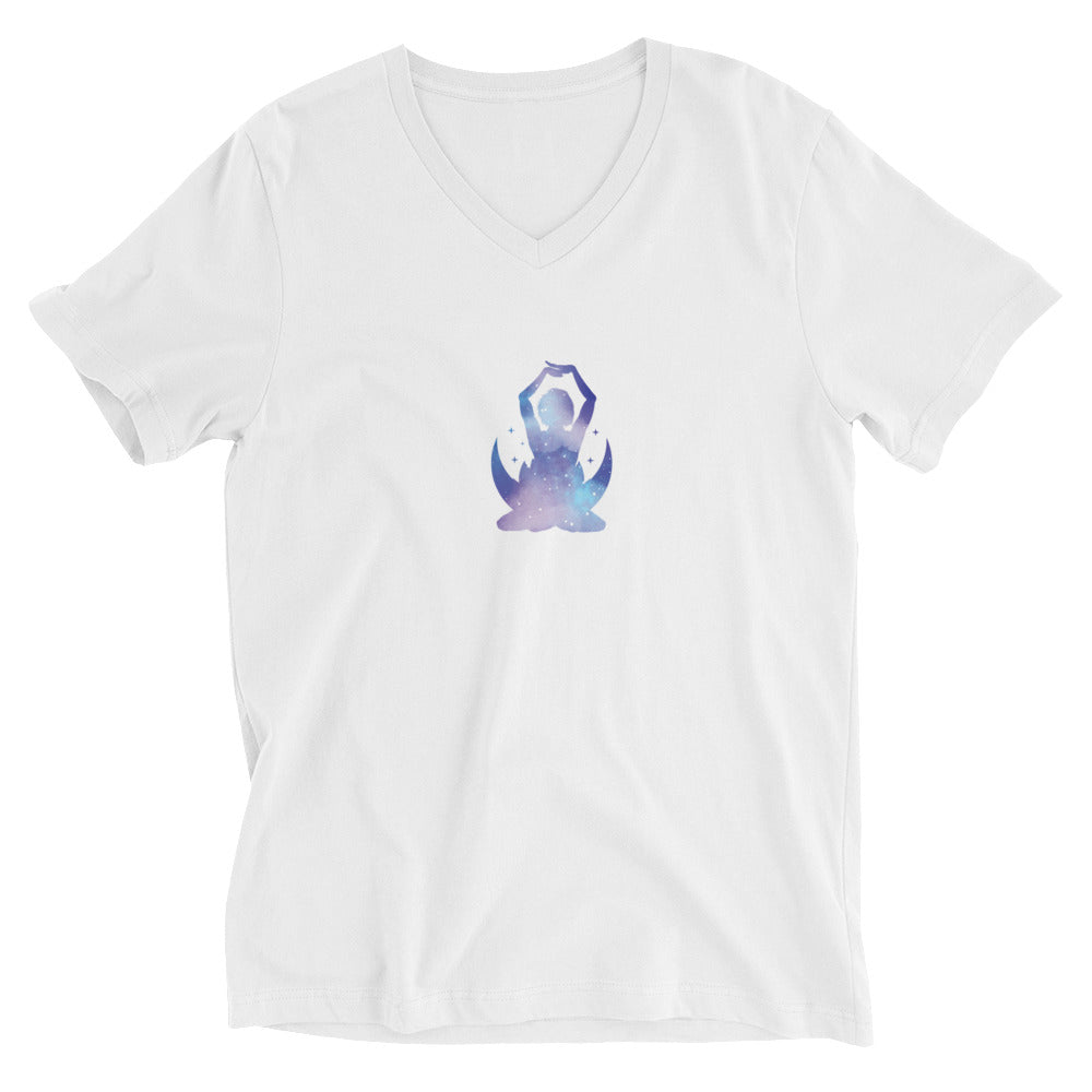 Unisex Short Sleeve V-Neck T-Shirt | I am meditating now