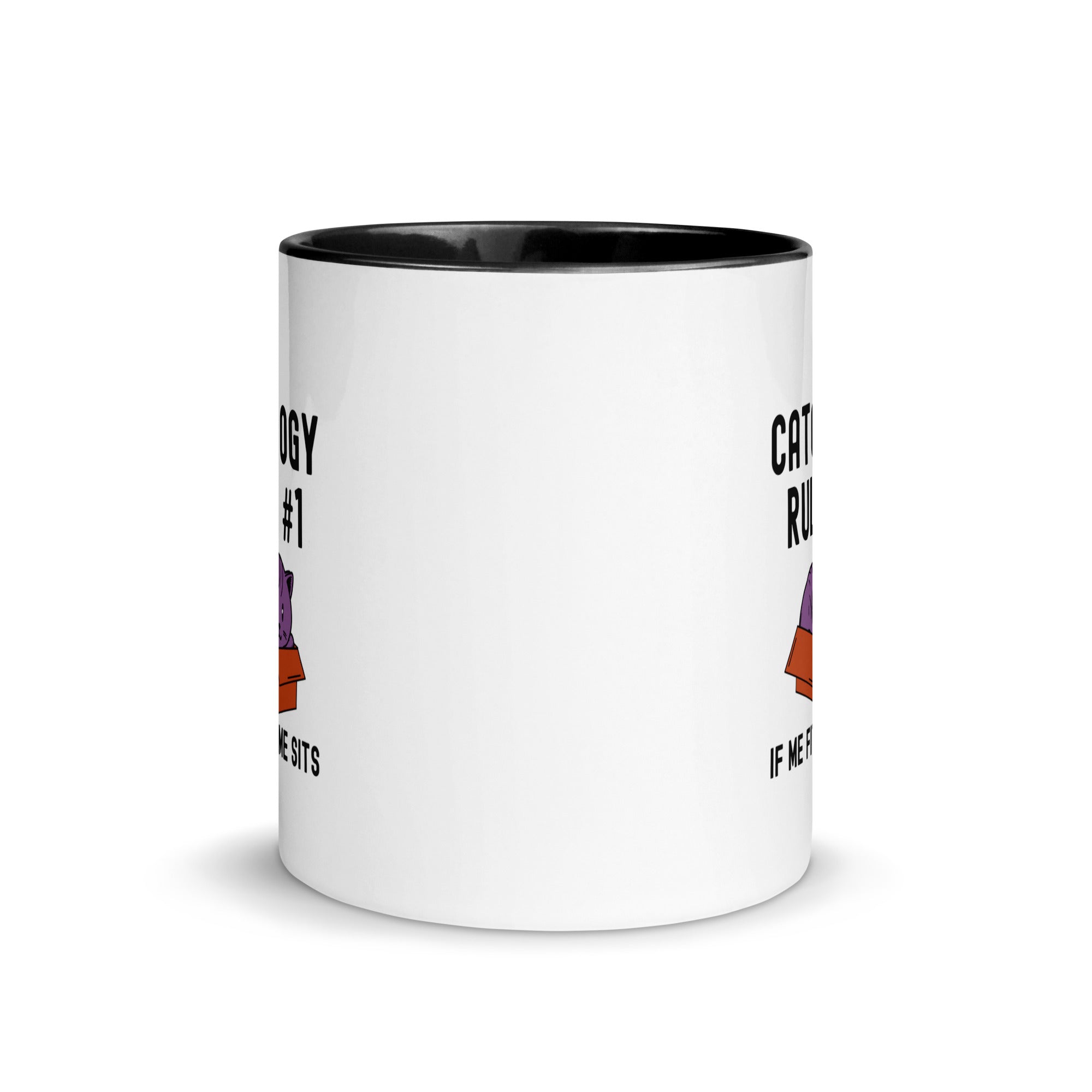 Mug with Color Inside | Catology Rule #1 If me fits, me sits