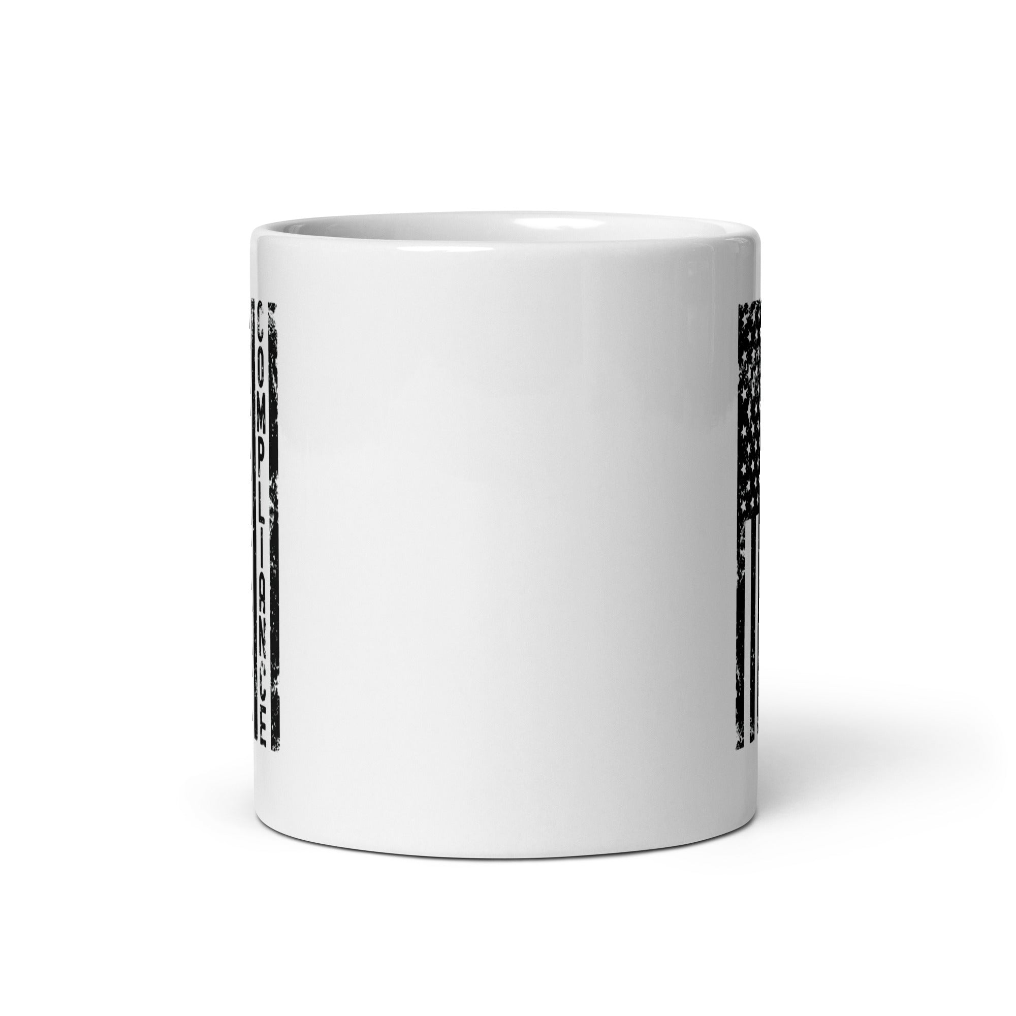 White glossy mug | Compliance (deisgn on American flag)