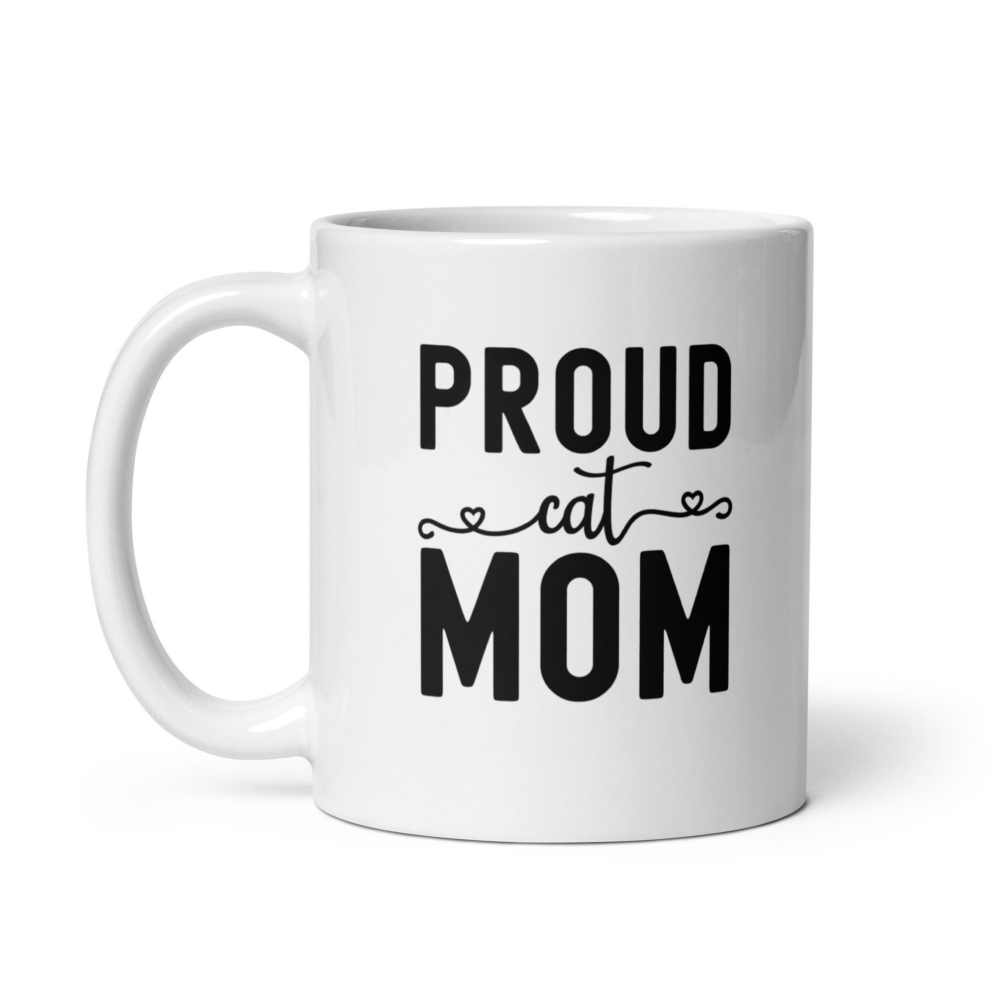 White glossy mug | Proud Cat Mom