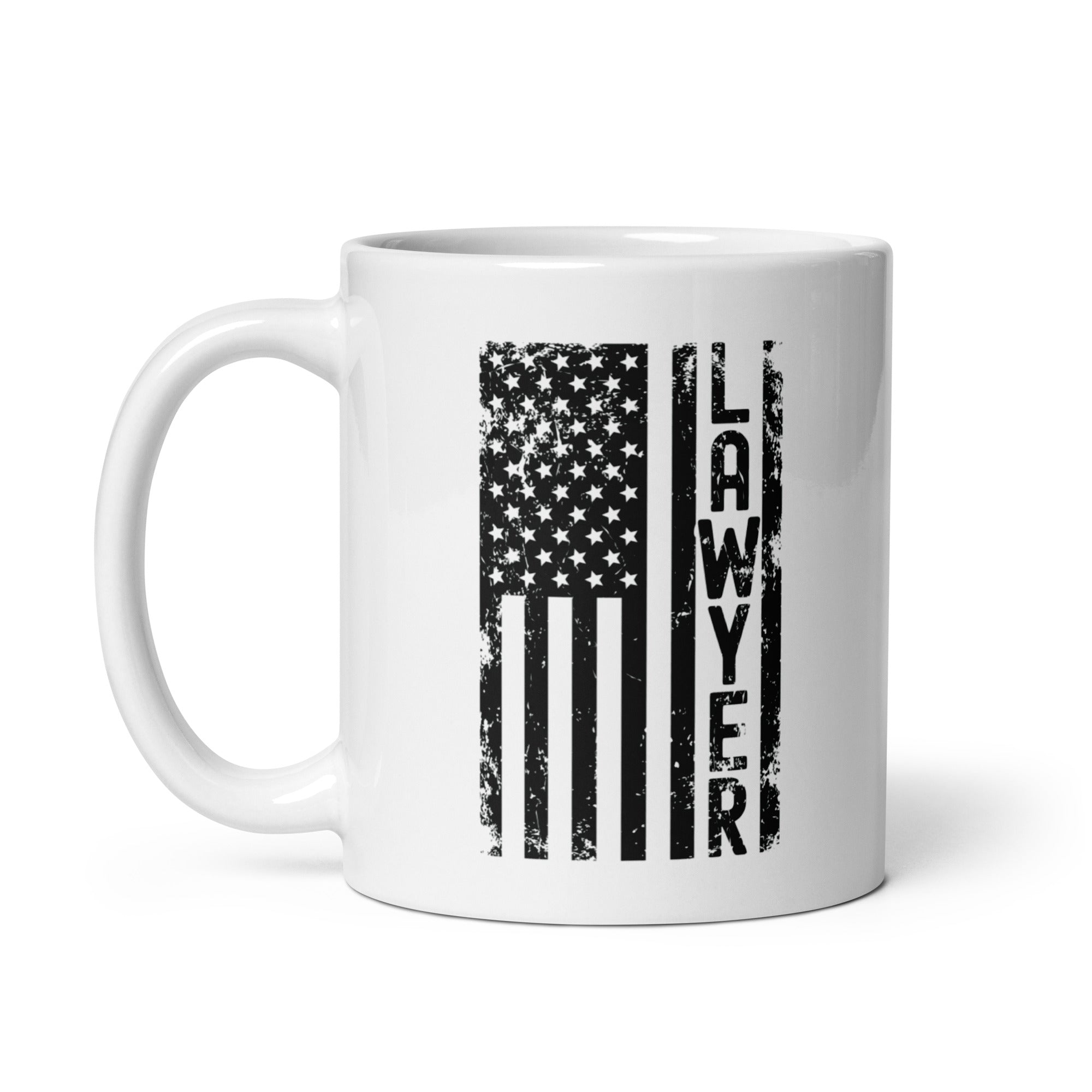 White glossy mug | Lawyer (deisgn on American flag)