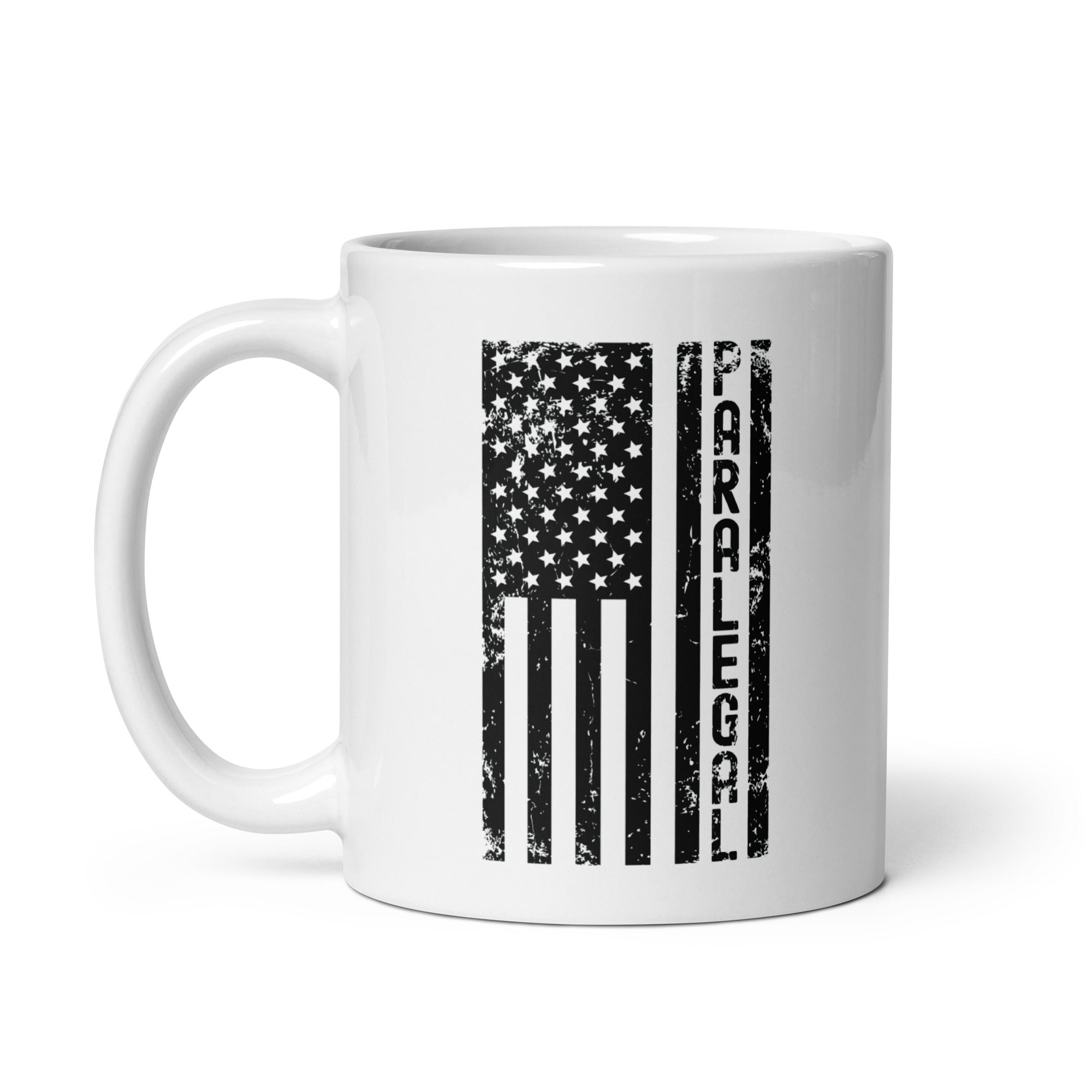 White glossy mug | Paralegal (deisgn on American flag)