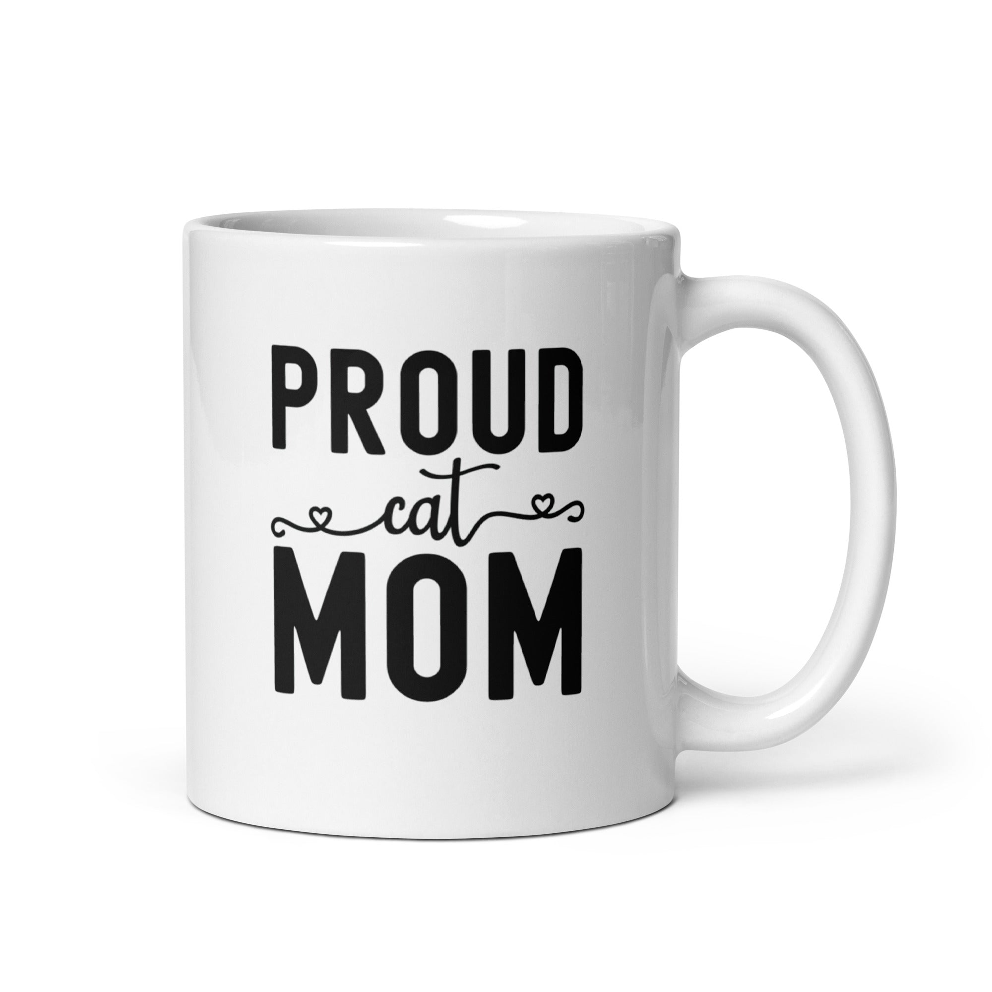 White glossy mug | Proud Cat Mom