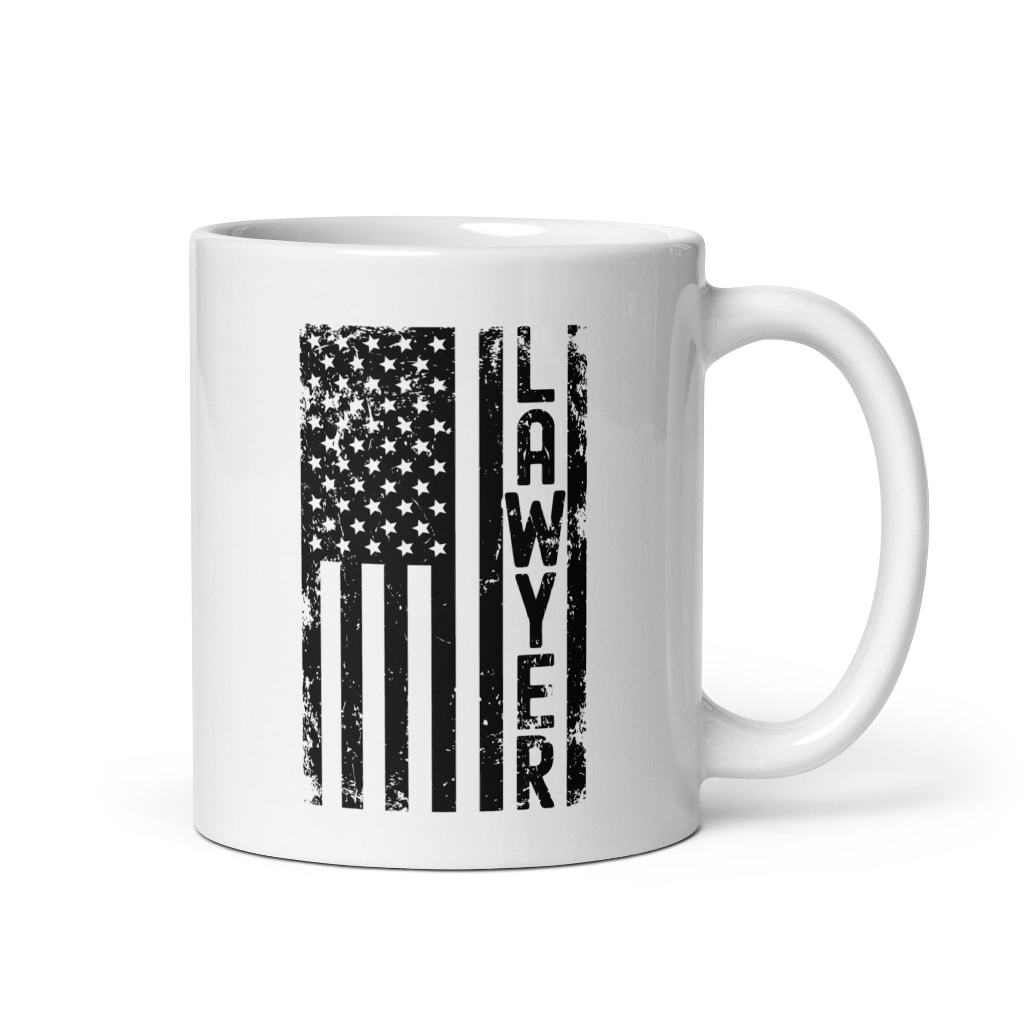 White glossy mug | Lawyer (deisgn on American flag)