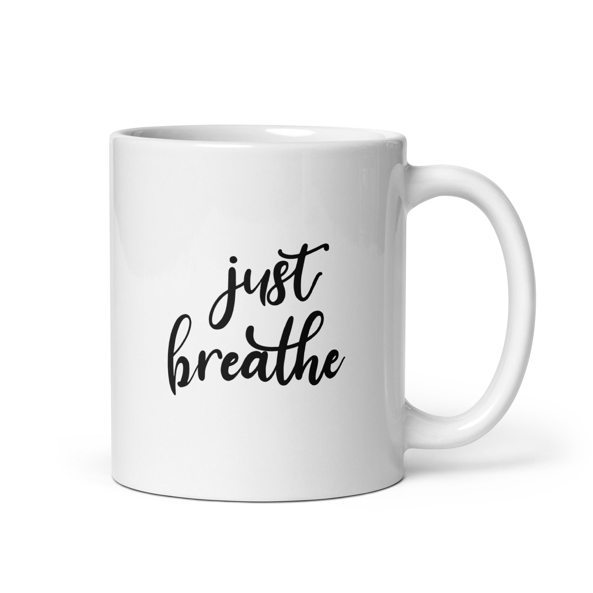 White glossy mug | Just Breathe