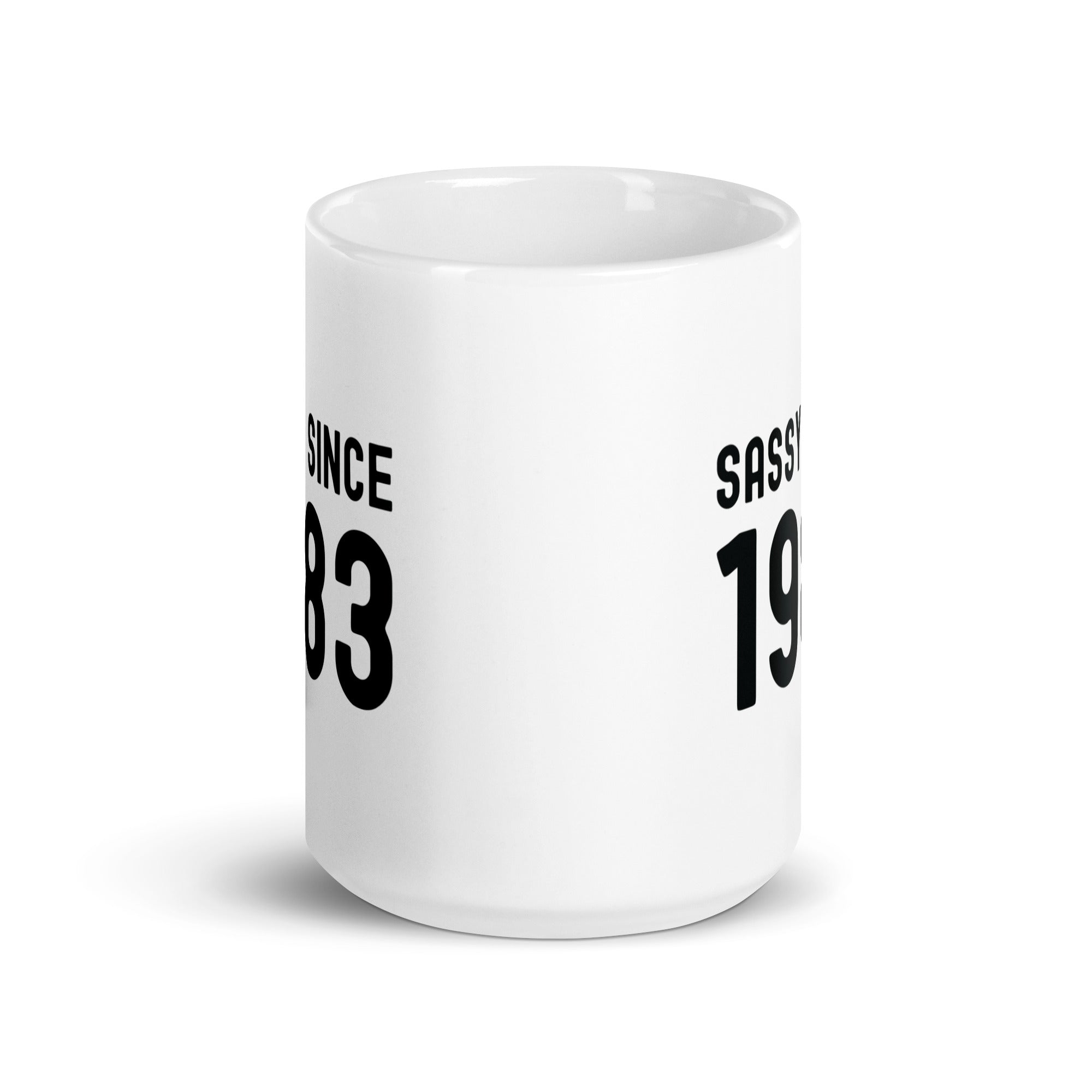 White glossy mug | Sassy since 1983
