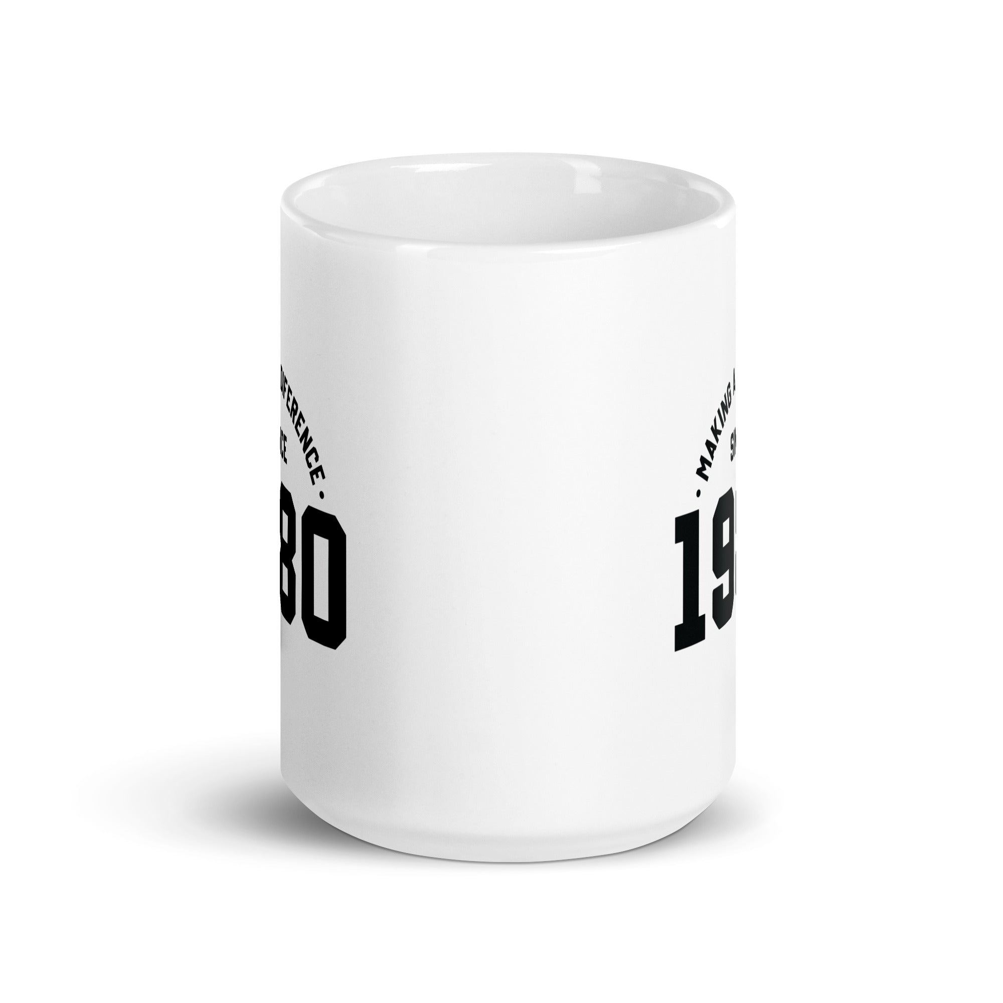 White glossy mug | Making a diference since 1980