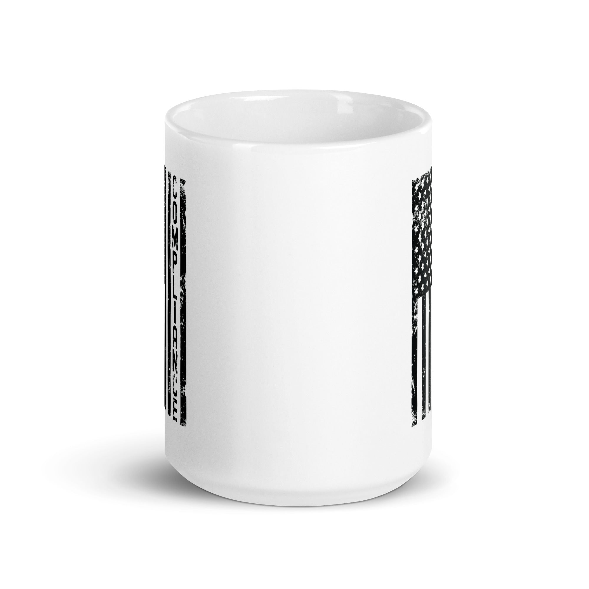White glossy mug | Compliance (deisgn on American flag)