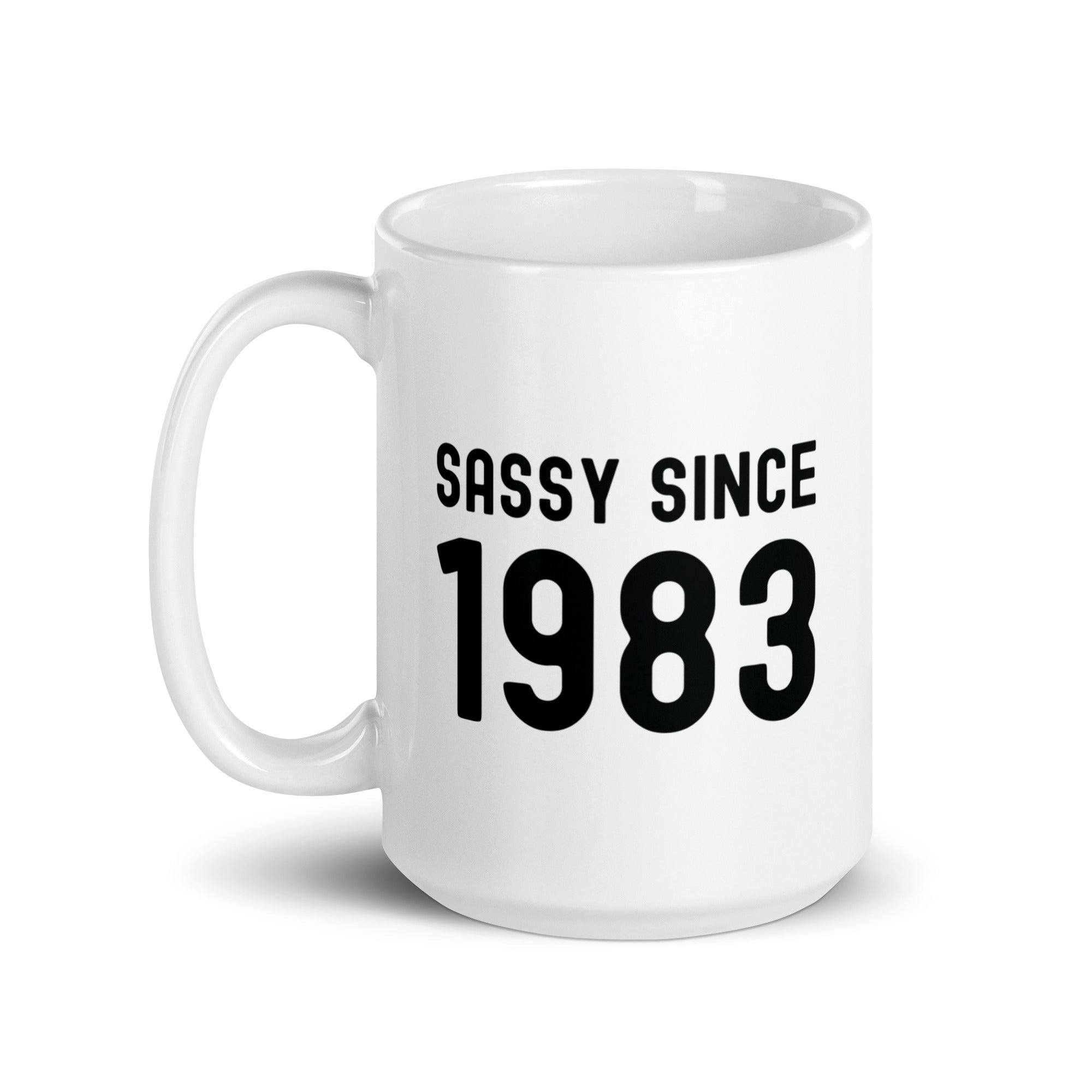 White glossy mug | Sassy since 1983