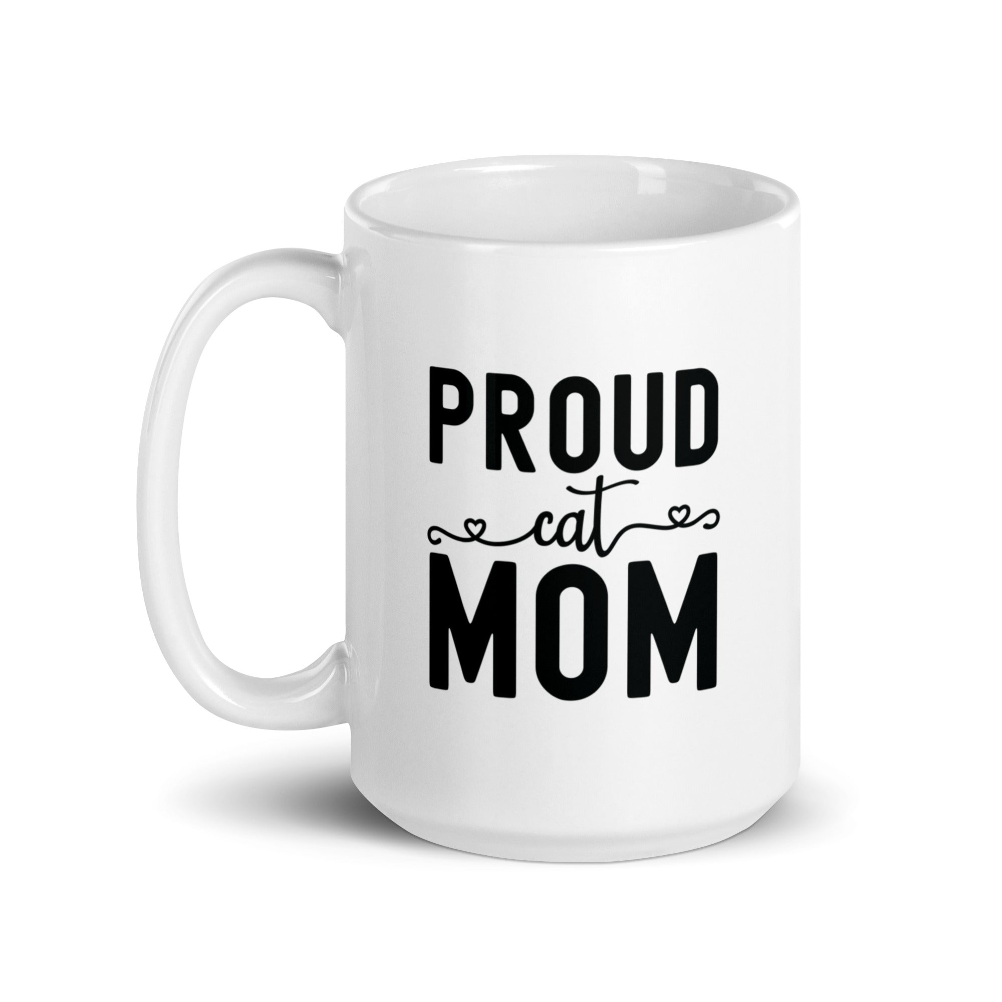 White glossy mug | Proud Cat Mom