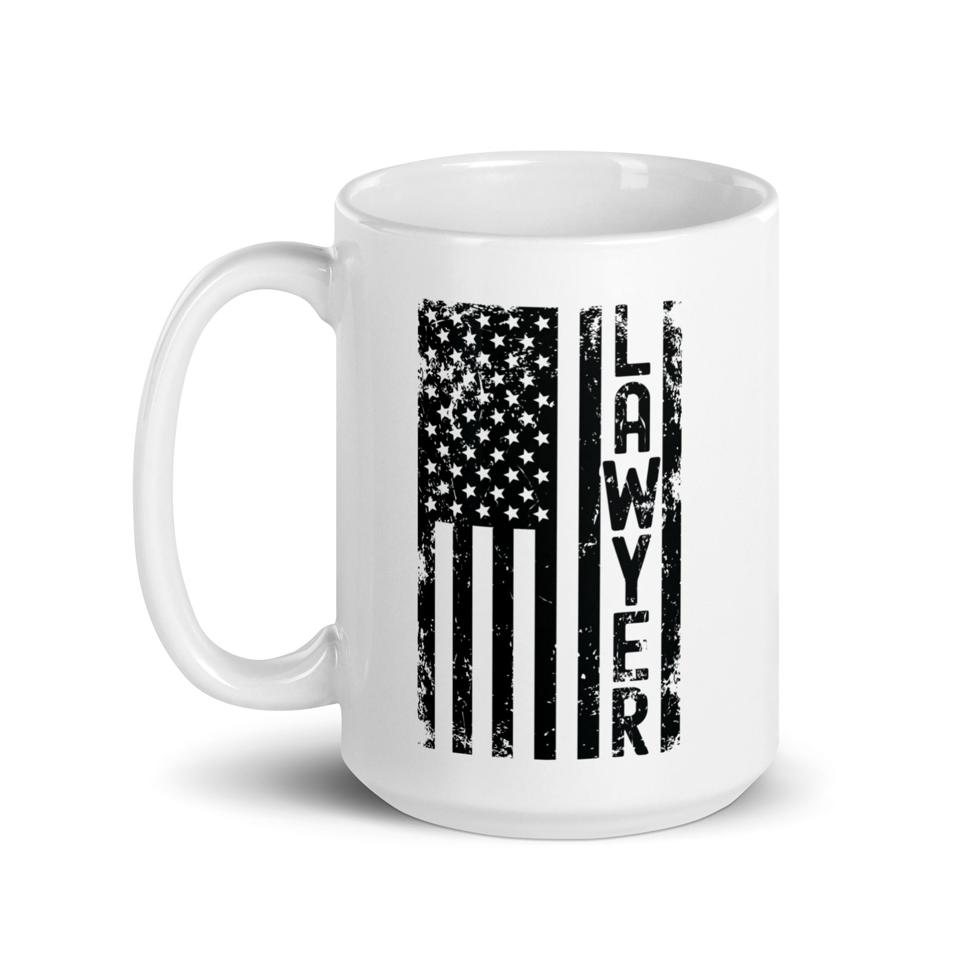 White glossy mug | Lawyer (deisgn on American flag)