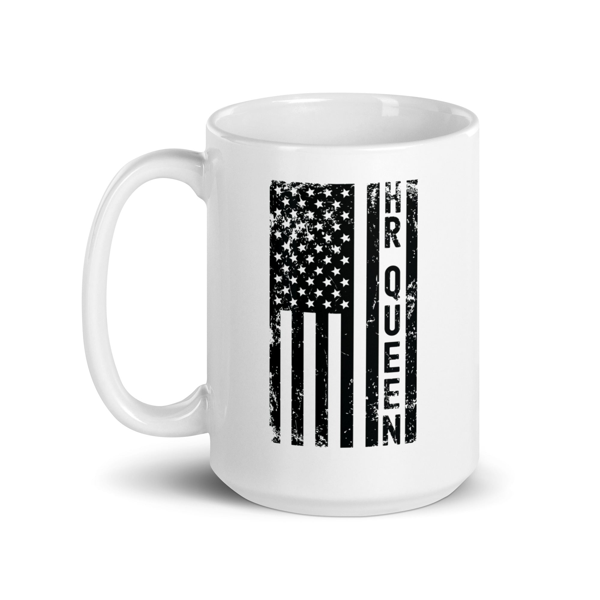 White glossy mug | Hr Queen (deisgn on American flag)