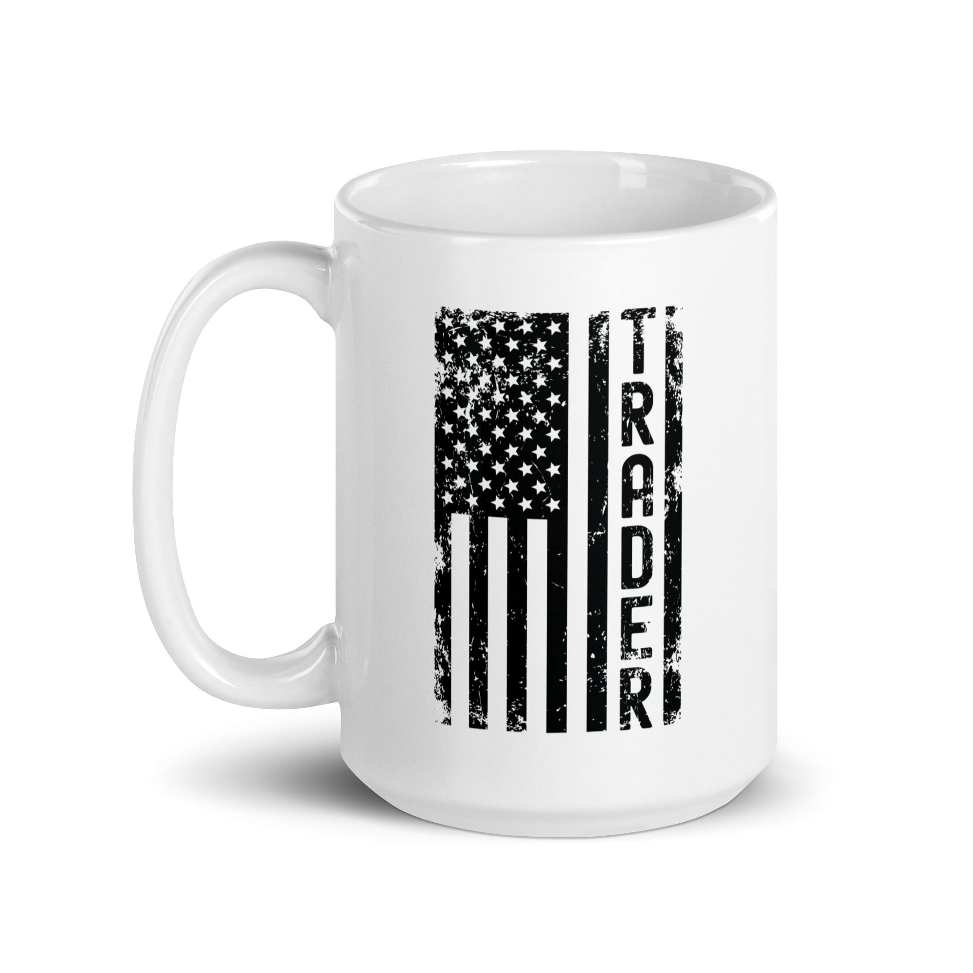 White glossy mug | Trader (deisgn on American flag)