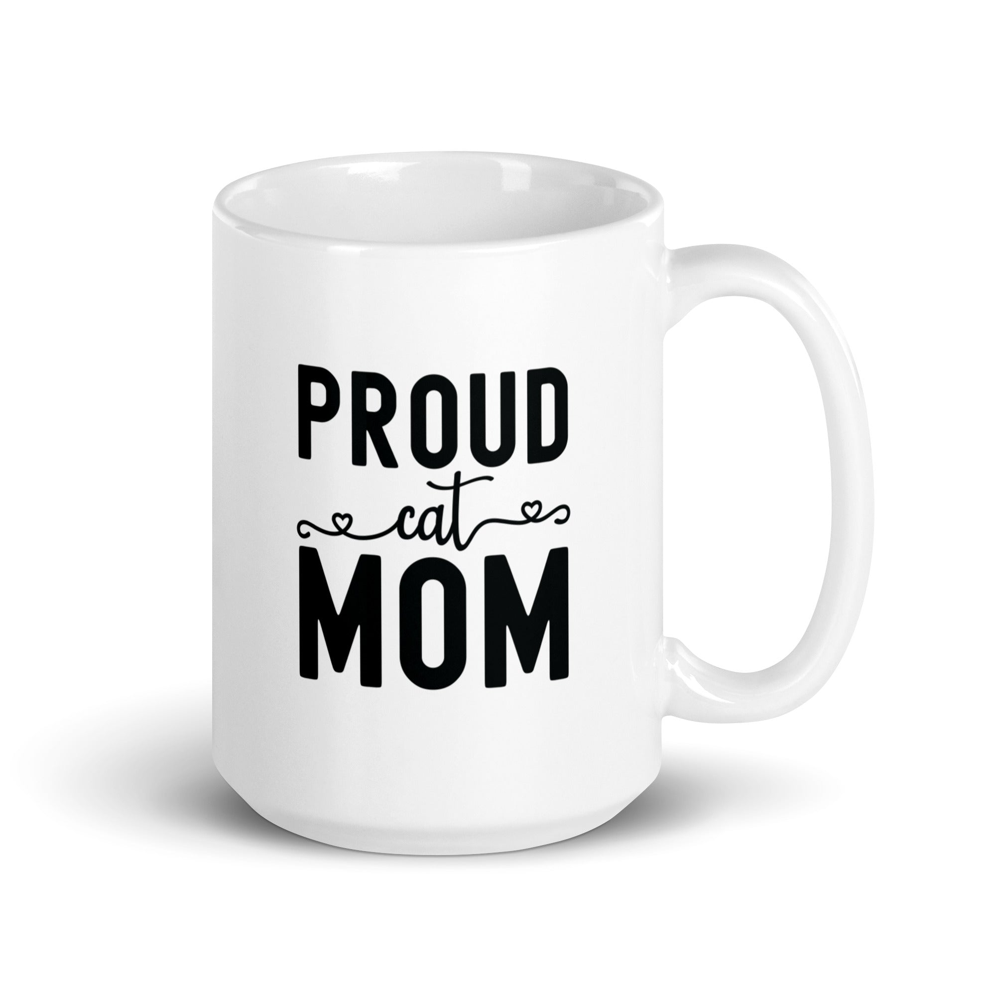 White glossy mug | Proud Cat Mom