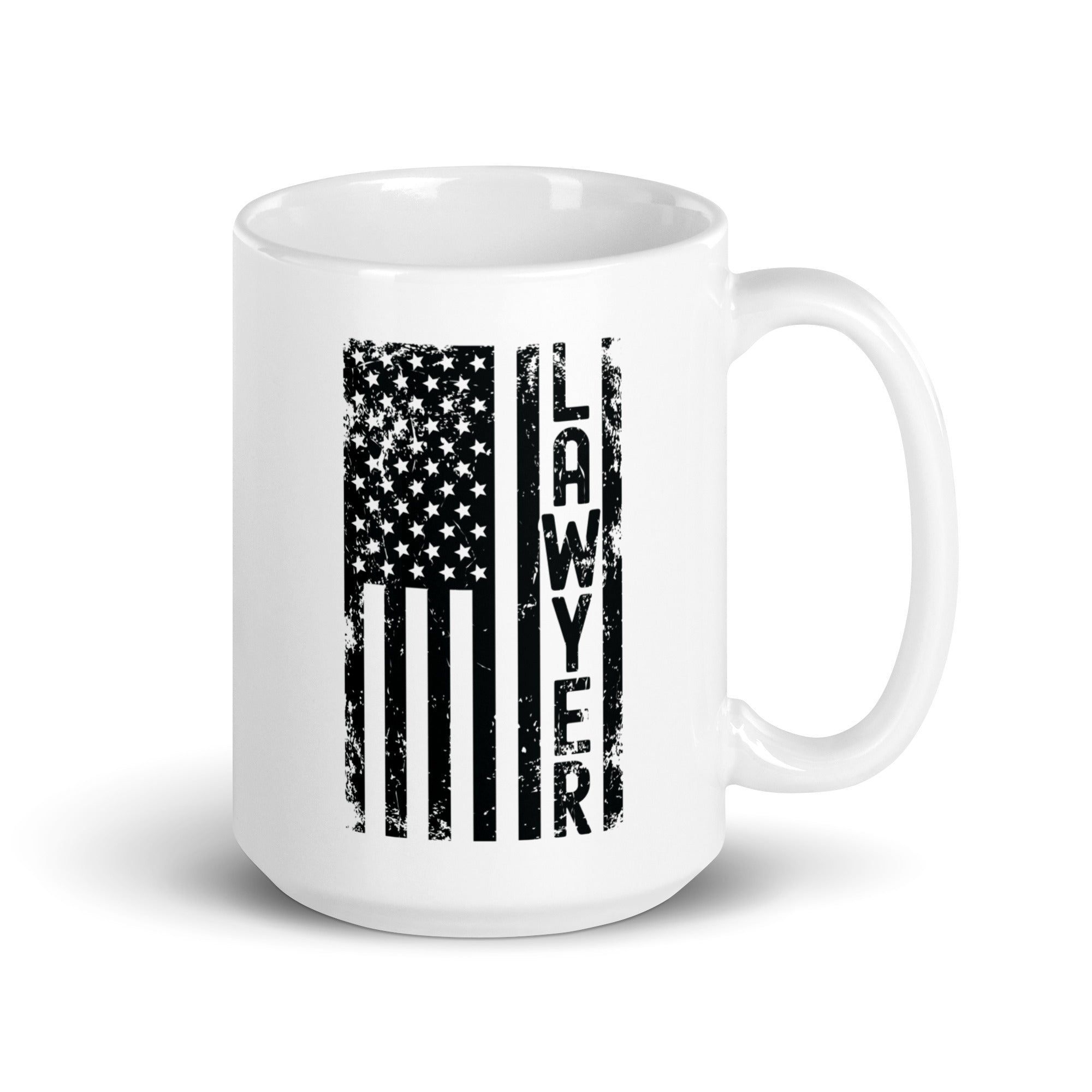 White glossy mug | Lawyer (deisgn on American flag)