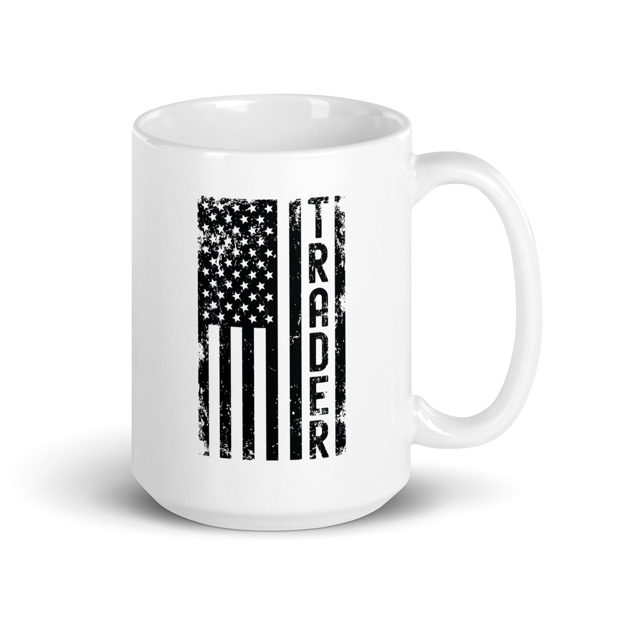 White glossy mug | Trader (deisgn on American flag)
