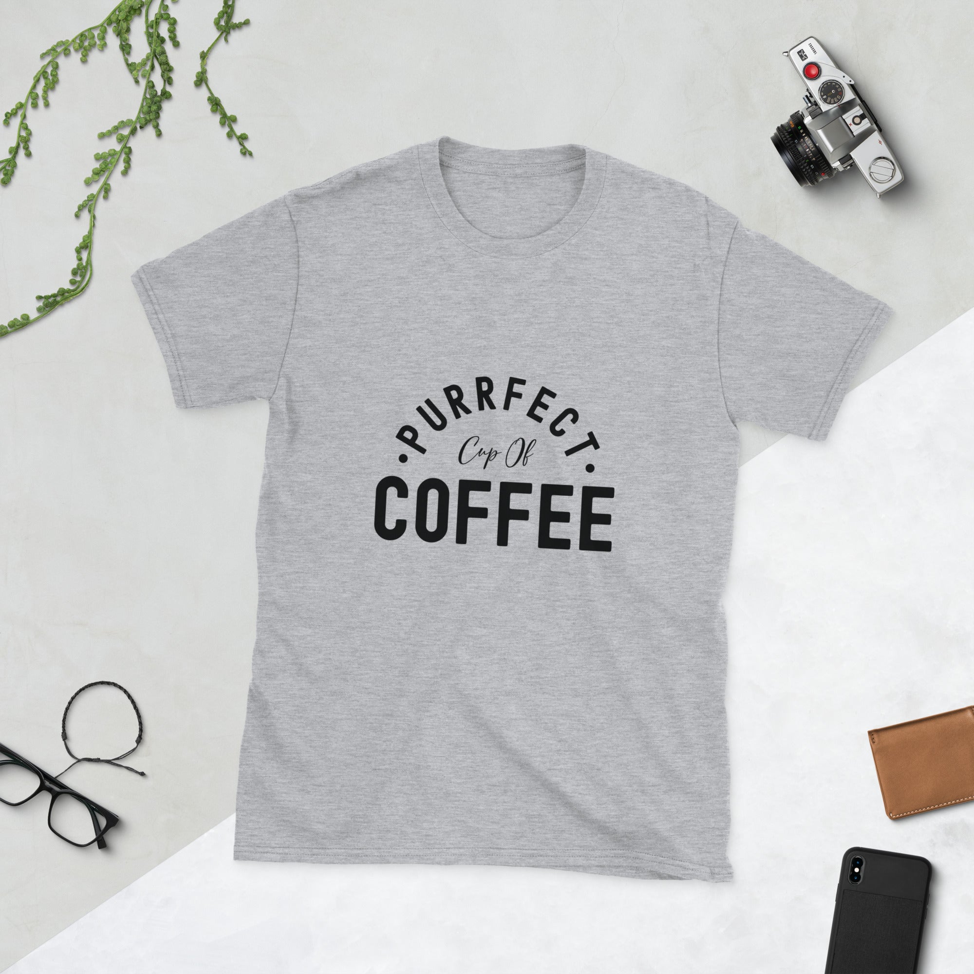 Short-Sleeve Unisex T-Shirt | Purrfect cup of coffee