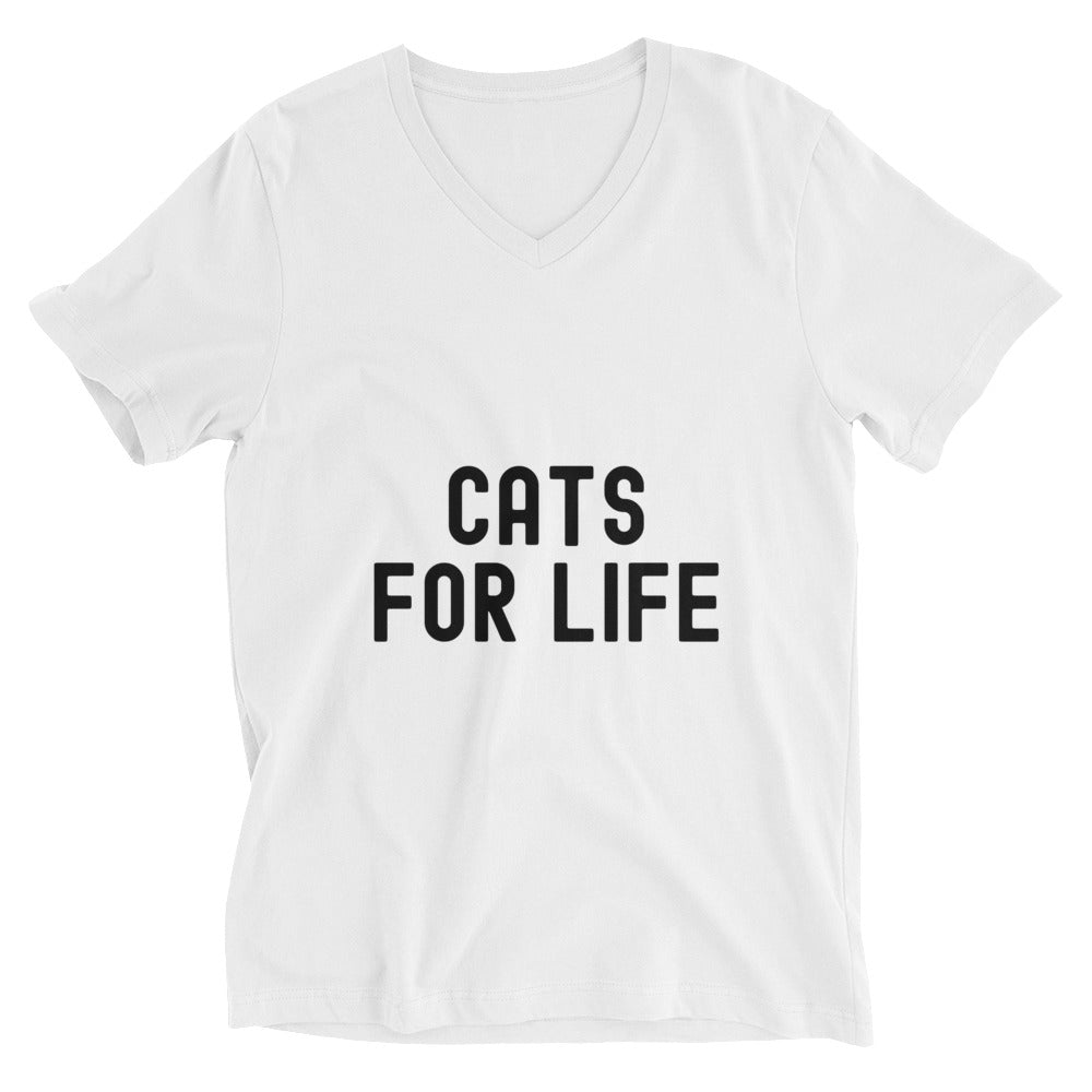 Unisex Short Sleeve V-Neck T-Shirt | Cats for life