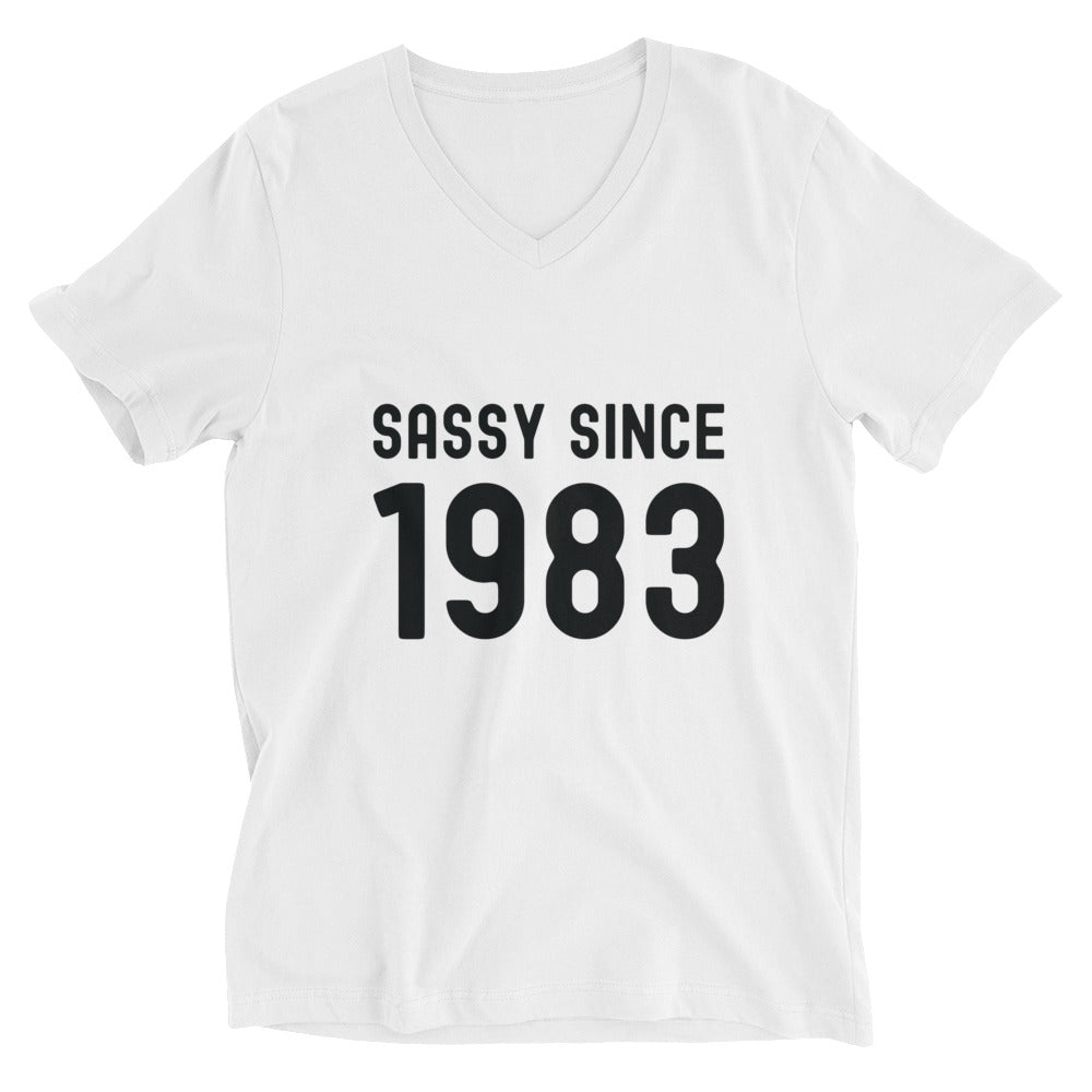 Unisex Short Sleeve V-Neck T-Shirt | Sassy since 1983