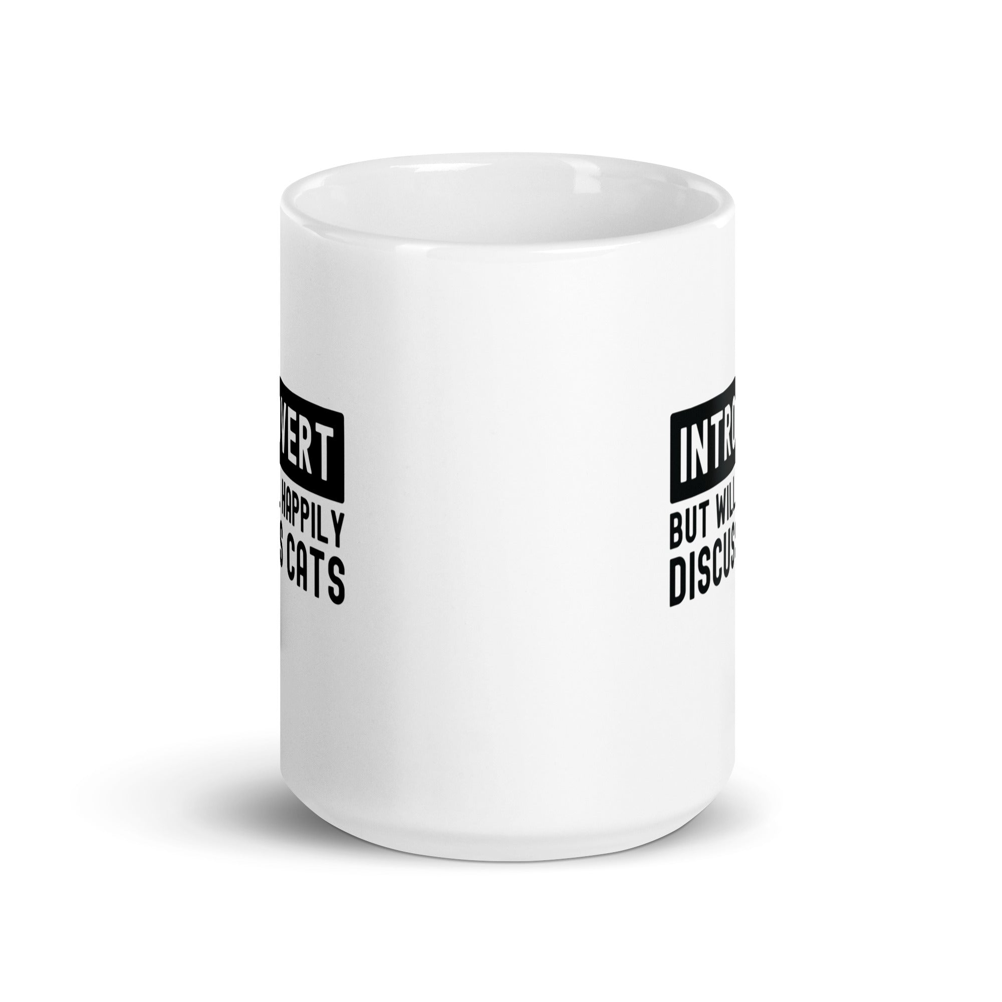 White glossy mug | Introvert But Will Happily Discuss Cats