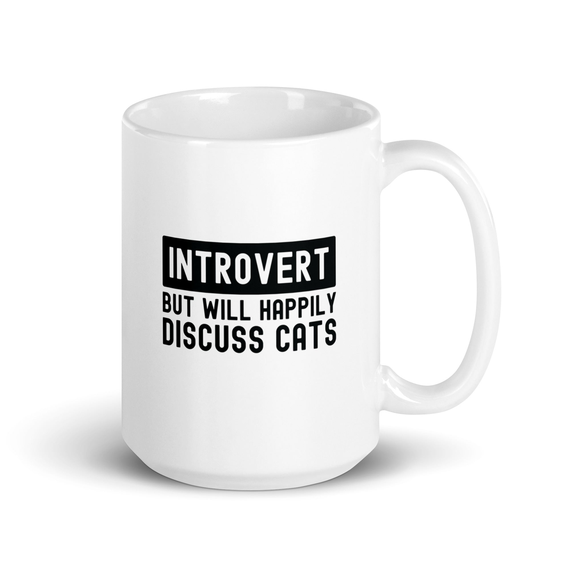 White glossy mug | Introvert But Will Happily Discuss Cats